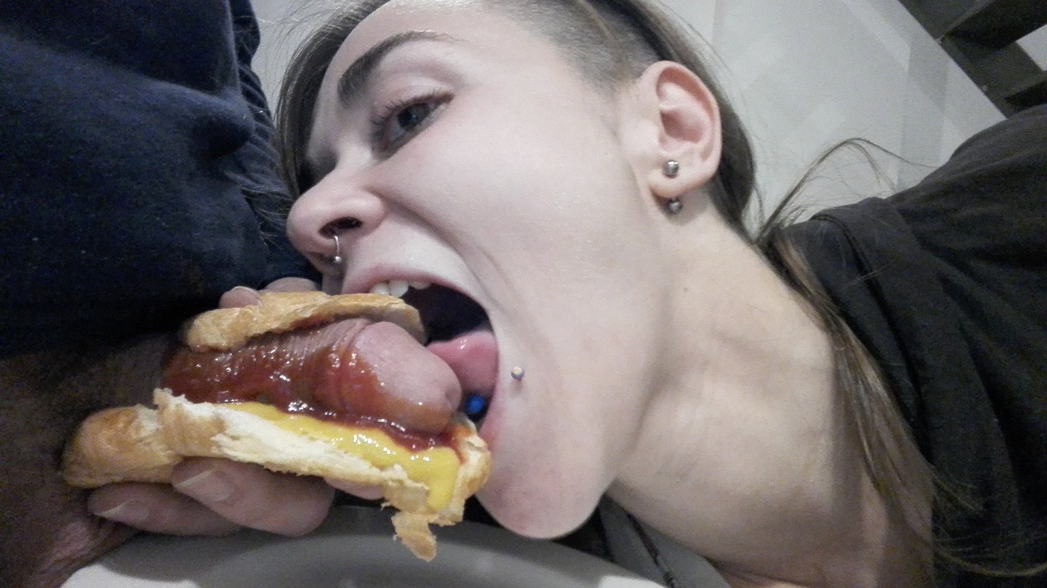 Enjoying Her Hotdog